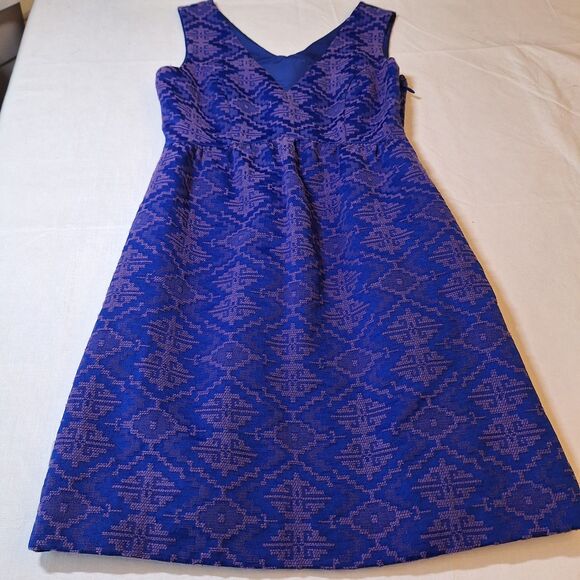 Maeve By Anthropologie Avery Aztec Brocade Blue Purple A Line Mini Dress Size 4 - Picture 12 of 12